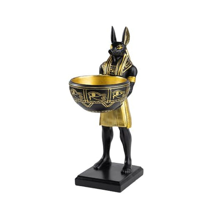 Anubis Statue with Bowl, 10 Inch Resin Egyptian God Figurine，egyptian decor