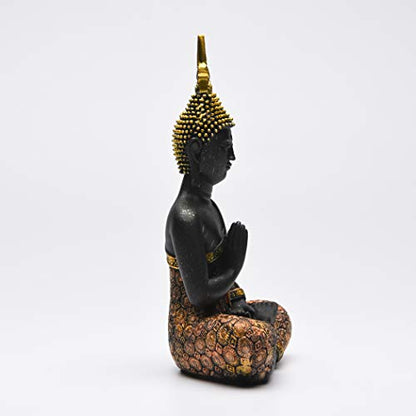 BRASSTAR Resin Thai Sitting Buddha Asian Statue Luck Wealth Sculpture - size: Small