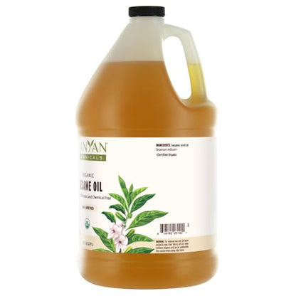 Banyan Botanicals Sesame Oil – Organic & Unrefined Ayurvedic Oil for Skin, Hair, Oil Pulling & More – Multiple Sizes – 128oz. – Non GMO Sustainably Sourced Vegan - size: 128 Ounce