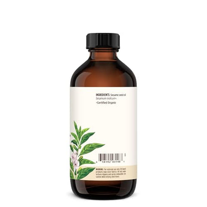 Banyan Botanicals Sesame Oil – Organic & Unrefined Sesame Oil for Skin, Body, Hair & More – Multiple Sizes – 8 oz – Non GMO Sustainably Sourced Vegan - size: 8 Fl Oz