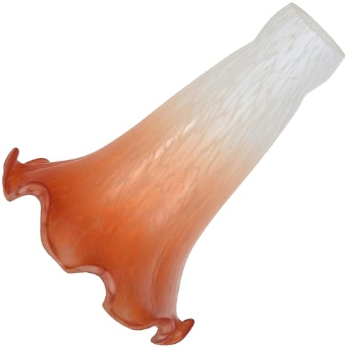 Bieye LS91S Lily Flower Blown Glass Lampshade (White Orange, Opening I.D. 0.87" x O.D. 1") - color: White Orange, size: Small I.D. 0.87" x O.D. 1"