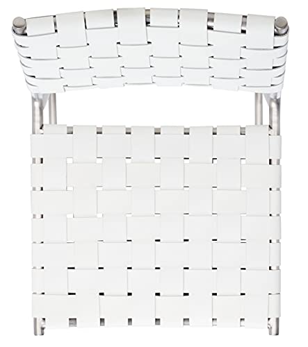 SAFAVIEH Home Collection Bahari White Woven Leather/Silver Woven 26-inch Kitchen Island Breakfast Nook Counter Stool (Fully Assembled) - color: White/Silver