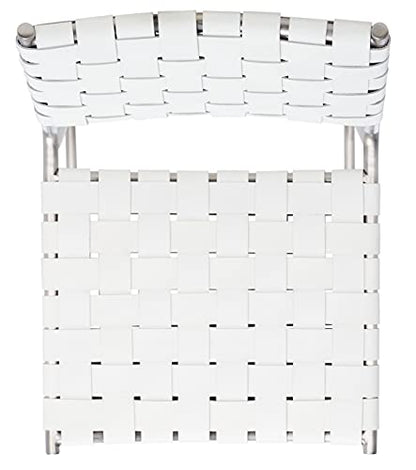 SAFAVIEH Home Collection Bahari White Woven Leather/Silver Woven 26-inch Kitchen Island Breakfast Nook Counter Stool (Fully Assembled) - color: White/Silver
