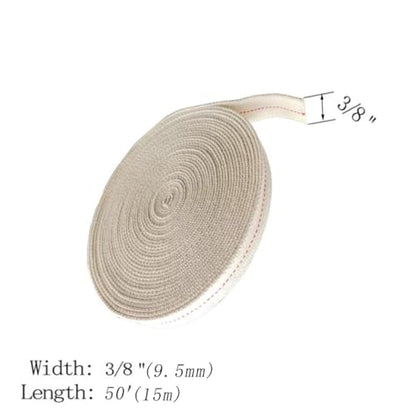 3/8" Inch Lamp Wick or Lantern Wick -Flat Cotton Oil Wicks for Hurricane Lamp or Kerosene Based Lanterns and Candle Burners，Red Stitch 50ft（15m）/ Roll - size: 3/8"-50feet(15m)