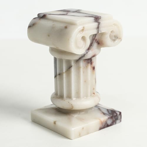 Marble Roman Pillar Statues Small Sculpture Decor for Coffe Table, Decorative Pillar for Living Room Bedroom Bookshelf Display, Mini Roman Columns for Weddings & Valentines, Tabletop Elegant Statue - color: Calacatta Viola