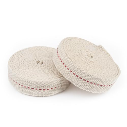 SWATOM 13.1 Feet /2 Rolls Oil Lamp Wicks 7/8 Inch Oil Wick for Lamps Cotton Lantern Kerosene Wick Replacement with Genuine Red Stitch - size: 7/8 Inch Cotton Oil Lamp Wicks 13.1 Feet