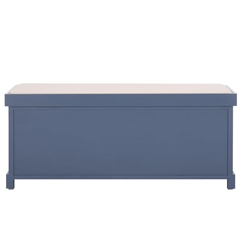 SAFAVIEH Furniture - Lonan Storage Bench - Blue - Solid Wood - Farmhouse Lift-Top Design - Ideal for Entryway, Living Room, Hallway, 18" Seat Height (AMH5733H) - color: Blue