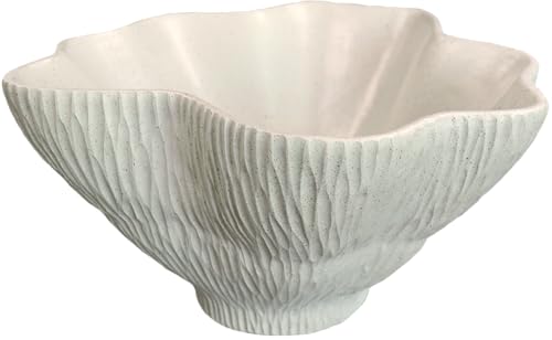 10" Large Decorative Bowl Decor, Modern Home Decoration Scallop Bowl,Fashion Key Bowl for Entrance Table, Decorative Fruit Bowl for Kitchen Counter, Ruffle Decor, Light Gray - color: Light Gray