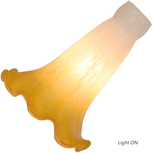 Bieye LS07S Lily Flower Blown Glass Lampshade (White Yellow, Opening I.D. 0.87" x O.D. 1") - color: White Yellow, size: Small I.D. 0.87" x O.D. 1"