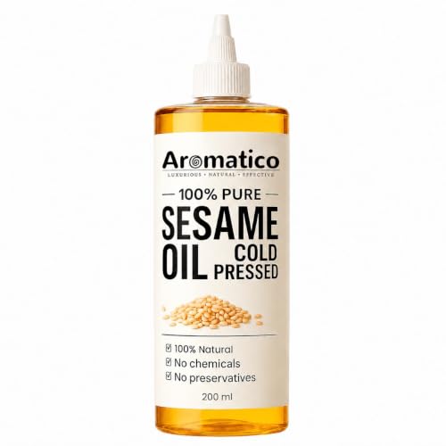 Aromatico Cold Pressed Sesame Oil for Skin, Hair and Massage, Lightweight Daily Care Oil, 7 Fl Oz - size: 7 Fl Oz