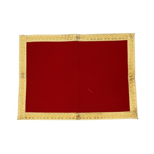 Set of 5 Mat Aasan Pooja Cloth God Idol Puja Temple Altar Cloth (7"X10") - color: Red, Green, Yellow, Blue and Marron