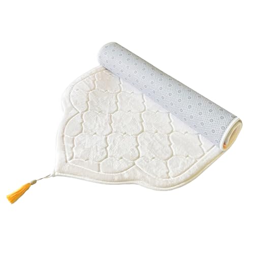 JE JOUE Prayer Rug Muslim Mat Islamic - Thickening Sponge Muslim Rug for Men Women Eid Travel Ramadan, Soft Luxury Great for Knees and Forehead （Milk White） - color: Milk White