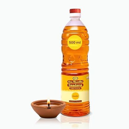 Cycle Om Shanthi Sandalwood Chandan Pooja Oil for Diyas and Lamps - 500 ML