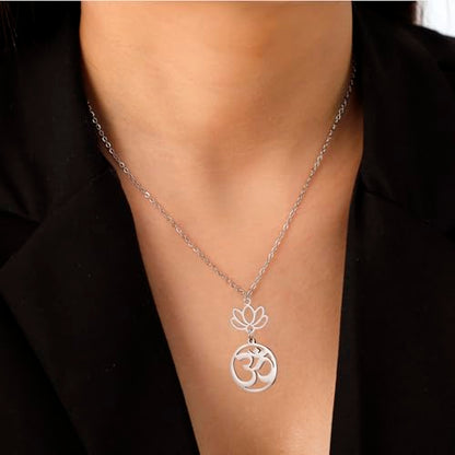 Women OM Necklace Indian Yoga Aum Om Ohm Pendant Necklace Stainless Steel Hindu Meditation Charm Sanskrit Symbol Spiritual Amulet Jewelry for Women Men - color: S-2pcs pendant