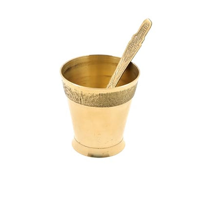 Putrika Traditional Handcrafted Brass panchapatra Set | udarni | Spoon panchpathiram panchapalli for Pooja|Worship - Panchamurt Set - Panchamurt Glass and Spoon