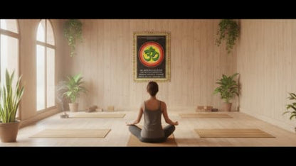 Om/Aum Cotton Batik Wall Hanging Painting Yoga : Size 43"x30" Inches - color: Aum/ Om