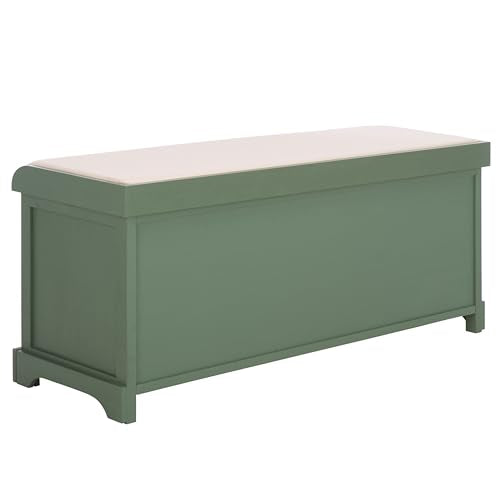 SAFAVIEH Furniture - Lonan Storage Bench - Dusty Green - Solid Wood - Farmhouse Lift-Top Design - Ideal for Entryway, Living Room, Hallway, 18" Seat Height (AMH5733J) - color: Dusty Green