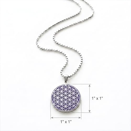 1" Stainless Steel Necklace Charms | Third Eye Vision | Peace Symbol | Finding Your Self | Yin & Yang | Moon Cat | Turtle Power | Flower of Life | | OM | Mystical Spiritual Protection, for Men & Women - style: Silver | Flower of Life Indigo