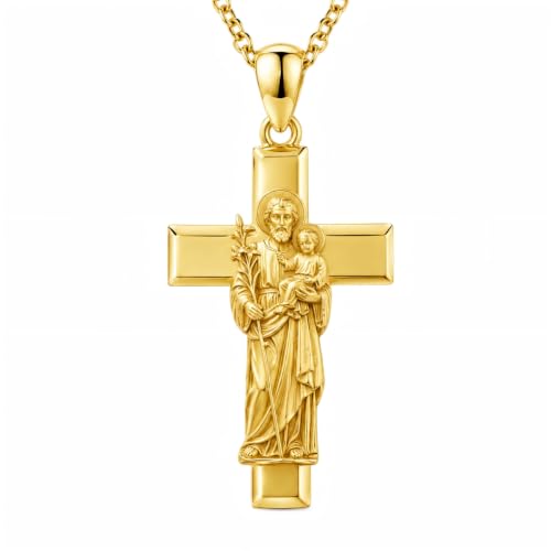 Patron Saint Necklace 14K Gold Medal Catholic Pendant Christian Religious Amulet Jewelry Gift for Men Women