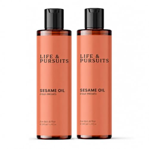 Life & Pursuits Cold-Pressed Sesame Oil Combo (6.76 fl oz) - Unrefined Moisturizer for Healthy Hair and Smooth Skin - style: Sesame Oil - 13.52 fl oz