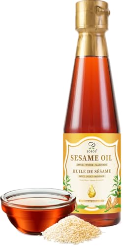 Soeos Sesame Oil, Toasted Sesame Seed Oil, 8.45 Fl Oz (250 ml), Nutty Flavor, Perfect for Asian Food, Noodles, Soup, Baking, and Stir-Fry - size: 8.45 Fl Oz (Pack of 1)