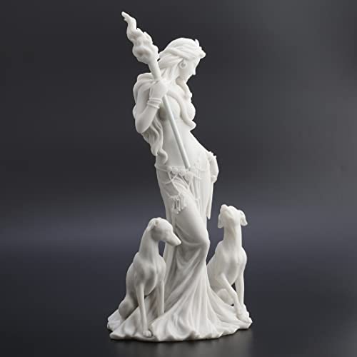Veronese Design 13 3/8 Inch Hecate Greek Goddess of Magic with her Hounds Resin Sculpture Marble White Finish - color: White, size: Large