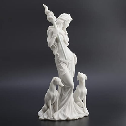 Veronese Design 13 3/8 Inch Hecate Greek Goddess of Magic with her Hounds Resin Sculpture Marble White Finish - color: White, size: Large