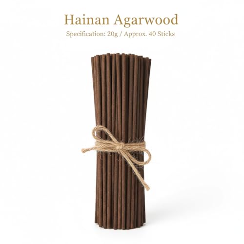 Hainan Agarwood Incense Sticks (40 Pack) - Premium Chinese Agarwood, Coreless & Low Smoke for Temple, Meditation & Aromatherapy | Natural, Non-Toxic Oudh Incense for Spiritual Relaxation (agarwood)
