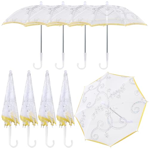 Sanwuta 8 Pcs Indian Parasol Umbrella Wedding Party - color: White, size: 20.87 Inches