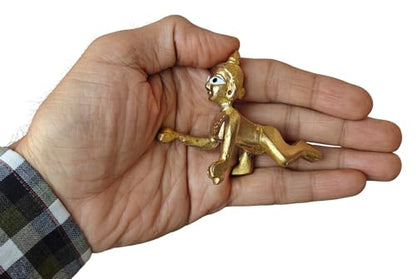 Ladoo Gopal Brass Murti | 2.25 Inches Small Bal Krishna Idol in Solid Brass | Handcrafted Baby Gopal Statue for Home Mandir, Puja Room, Gifting & Janmashtami - size: Ladoo Gopal-S