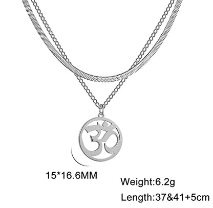 Women OM Necklace Indian Yoga Aum Om Ohm Pendant Necklace Stainless Steel Hindu Meditation Charm Sanskrit Symbol Spiritual Amulet Jewelry for Women Men - color: OM-Sliver