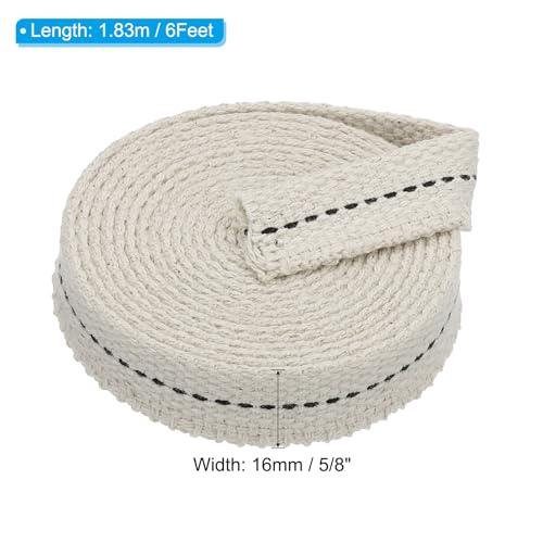 PATIKIL 5/8" Wide 6 Feet 100% Cotton Flat Wick, Oil Lamp Wicks with Black Stitch for Kerosene Lamp Lantern Oil Burner - color: Black, size: 5/8" x 6 Feet