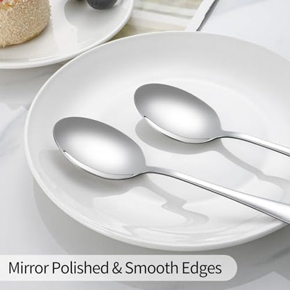 16 Pcs Dinner Spoons Set, 7.32" Tablespoons Set Spoons Silverware 304 Premium Food Grade Stainless Steel Spoons Kitchen Dessert Spoon Set Mirror Finish & Dishwasher Safe,Use for Home,Restaurant