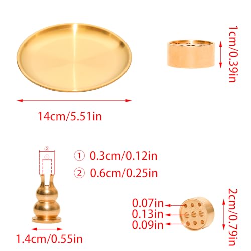 3 in 1 Incense Burner, 5.51 Inch Incense Holder Set - color: Gold, size: 3 in 1