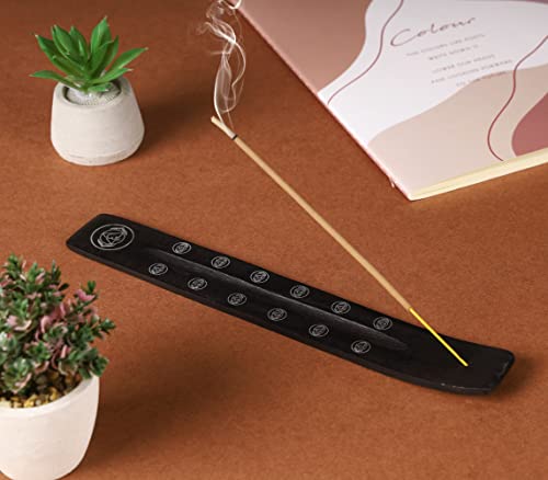 Bless-International Traditional-Handmade-Burner Wooden-Incense-Stick-Holder Ash-Catcher-Stand for-Aromatherapy-Meditation-Yoga (Black Strength) 10 Inches, Pack of 1 - color: Black Strength,10 Inch, size: One Holder