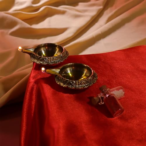 Fine Living Kuber Brass Diyas for Pooja Set of 2, 2.75Inch, Gold Finish - style: Kuber Diya Set of 2