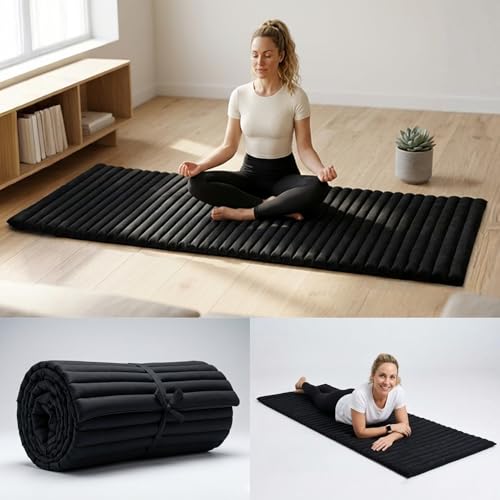 Leewadee Thai Roll Mat 75 x 28 inches Kapok Firm - color: Cl02 - Black, size: M: 75x28"