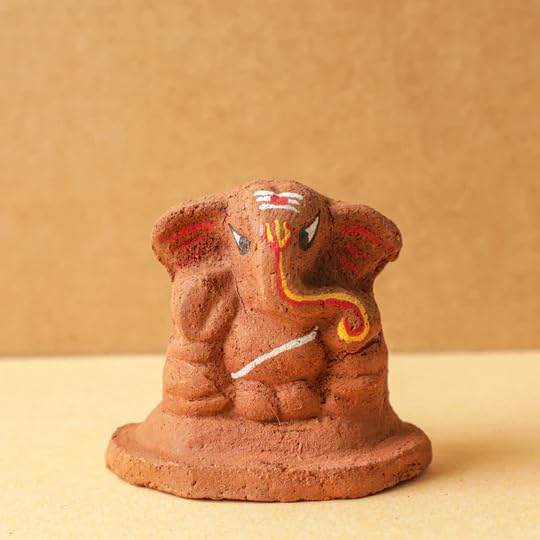 Desi Favors Natural Clay Mini Ganesha | Hindu Lord Ganesha Figurine for Car Dashboard, Temple & Home Decor Diwali Gifts | Indian God Figurine Mandir Pooja Wedding Gift, 2.5 Inch (Pack of 1) - style: Natural Clay Mini Ganesha