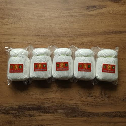 Sree Andal White Cotton Wicks for Sacred Oil Lamps (365 pcs x 5 Pack) | Jyoti Batti for Pooja Lighting | Madurai Products Eco Cotton Thiri Set for Meditation Altars, Pooja & Prayers