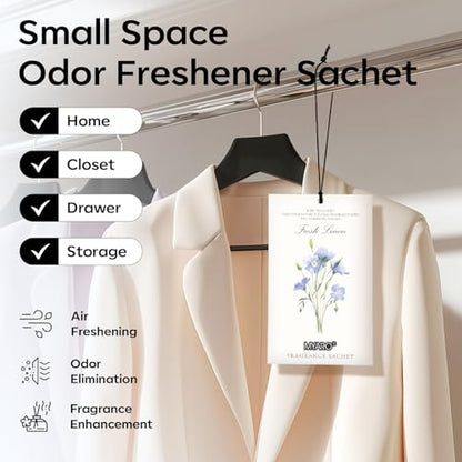 MYARO 12 Pack Fresh Linen Scented Sachets, Closet Deodorizer Car Freshener - color: Linen, size: 12 Packs