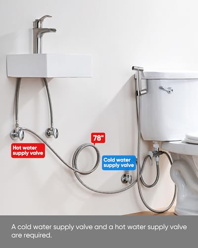 Arofa Hot and Cold Bidet Sprayer for Toilet, Warm Water Bidet Attachment - color: Stainless Steel(Hot&Cold), size: 1 Pack