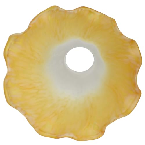 Bieye LS07S Lily Flower Blown Glass Lampshade (White Yellow, Opening I.D. 0.87" x O.D. 1") - color: White Yellow, size: Small I.D. 0.87" x O.D. 1"