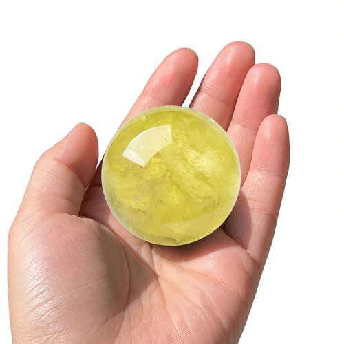 1.6-2 inch Natural Citrine Crystal Ball with Stand, Hand Polished Yellow Quartz Sphere, Reiki Healing Crystal Sphere, Energy Balancing Stone Crafts, Feng Shui Home Desktop Ornament - color: Citrine, size: 40-50mm