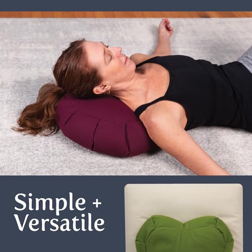 Meditation Cushion (Avocado) Crescent, Buckwheat Husk Filled, Floor Pillow or Cushions, Yoga Seat, Zafu, Made in The USA - color: Avocado