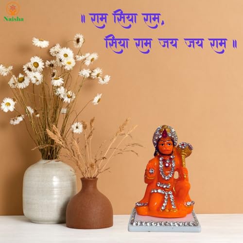 NAISHA Hanuman Ji Murti, 3.5 Inch Bajrangbali Idol with Gada Design