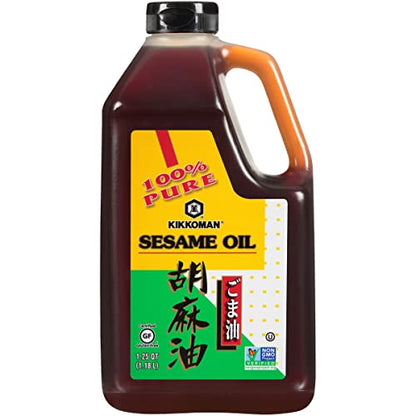 Kikkoman – No Preservatives Added Non-GMO Toasted Sesame Oil, Perfect for Grilling, Baking & All-Purpose Seasoning for Cooking - 1.25 Quarts