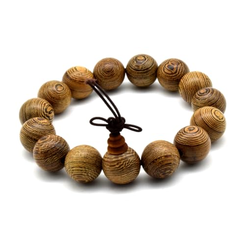 Zen Dear Unisex Natural Wenge Wood Mala Prayer Beads Necklace Bracelet Beads Meditation Buddhist Japa Rosary Mala Bead Yoga - style: 15mm 15 beads