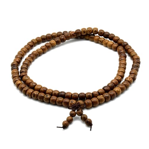 Zen Dear Unisex Natural Wenge Wood Mala Prayer Beads Necklace Bracelet Beads Meditation Buddhist Japa Rosary Mala Bead Yoga - style: 8mm X 10mm 108 beads