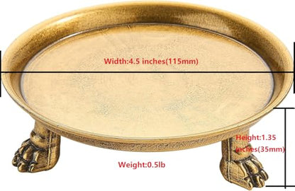 khtumeware 4.5 Inch 100% Solid Brass Clawfoot Candle Dish - Antique Pedestal Dish - Candle Holder - Jewelry Holder - Perfect for Wax Candles, Rings, and Trinkets - color: Antique Brass