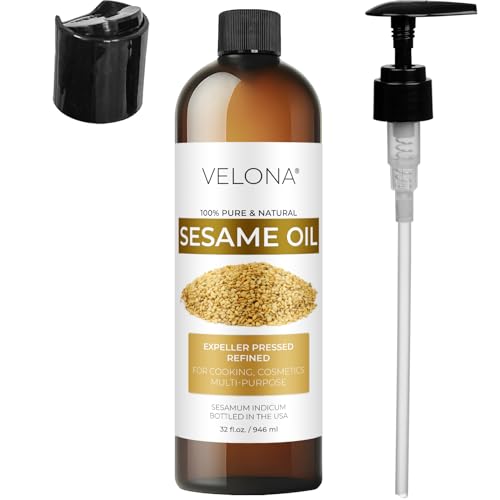velona Sesame Seed Oil - 32 fl oz, Expeller Pressed, Refined, with Pump - size: 32 Fl Oz (Pack of 1)